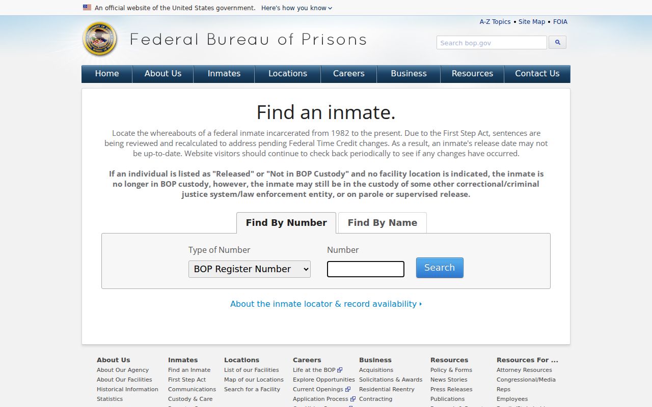 Holt County arrest lookup federal custody search through BOP