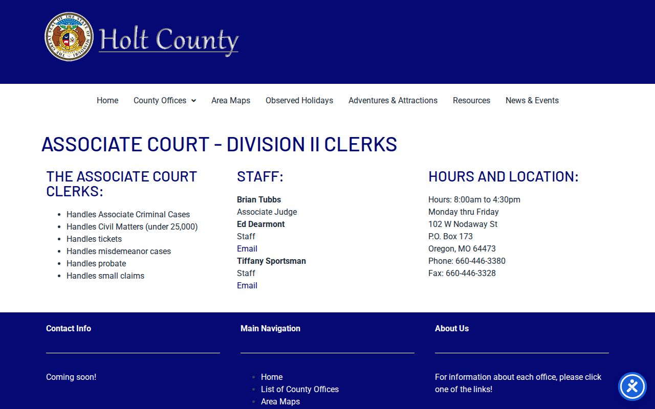 Holt County criminal court cases Associate Circuit Court Division II page