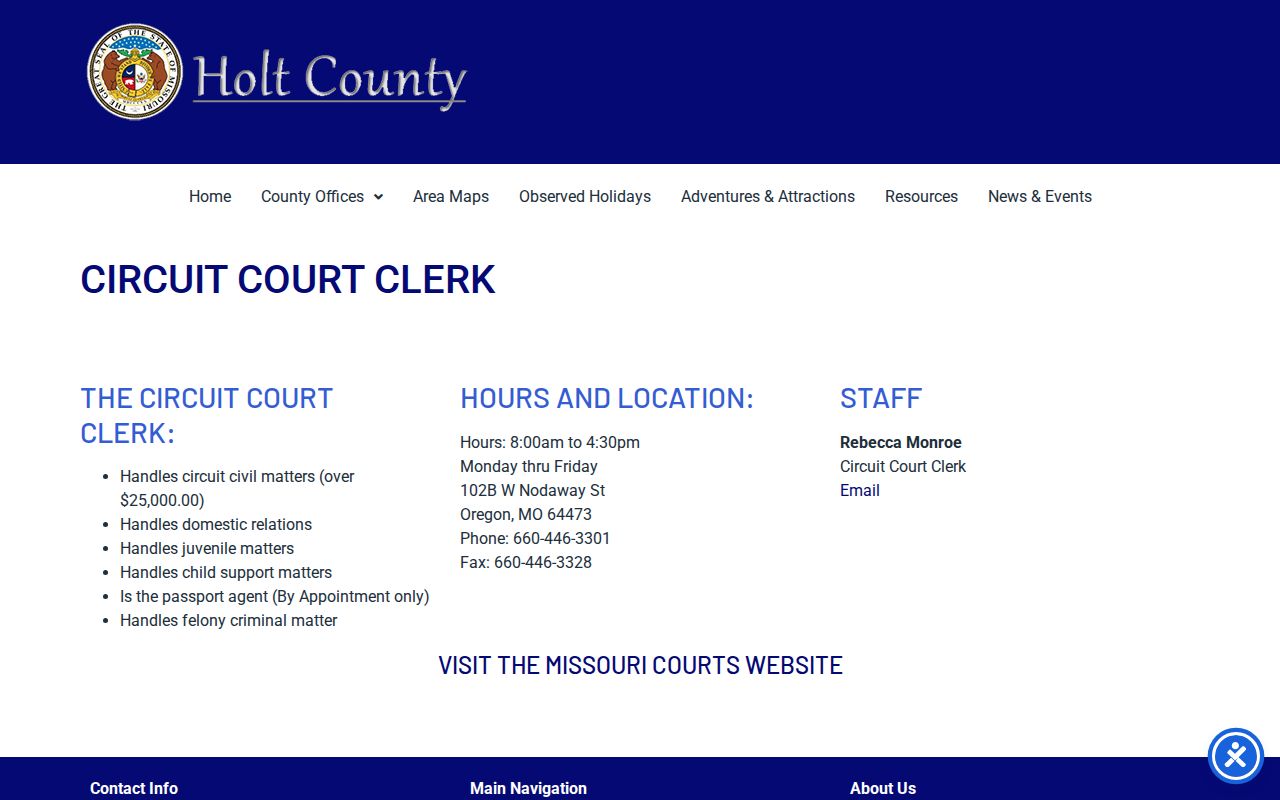 Holt County criminal court cases Circuit Court Clerk page