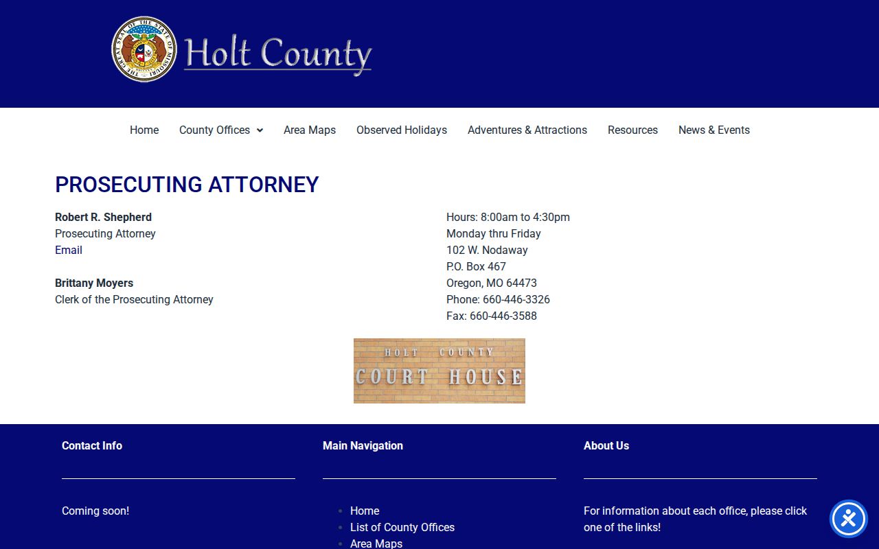 Holt County criminal court cases Prosecuting Attorney office page