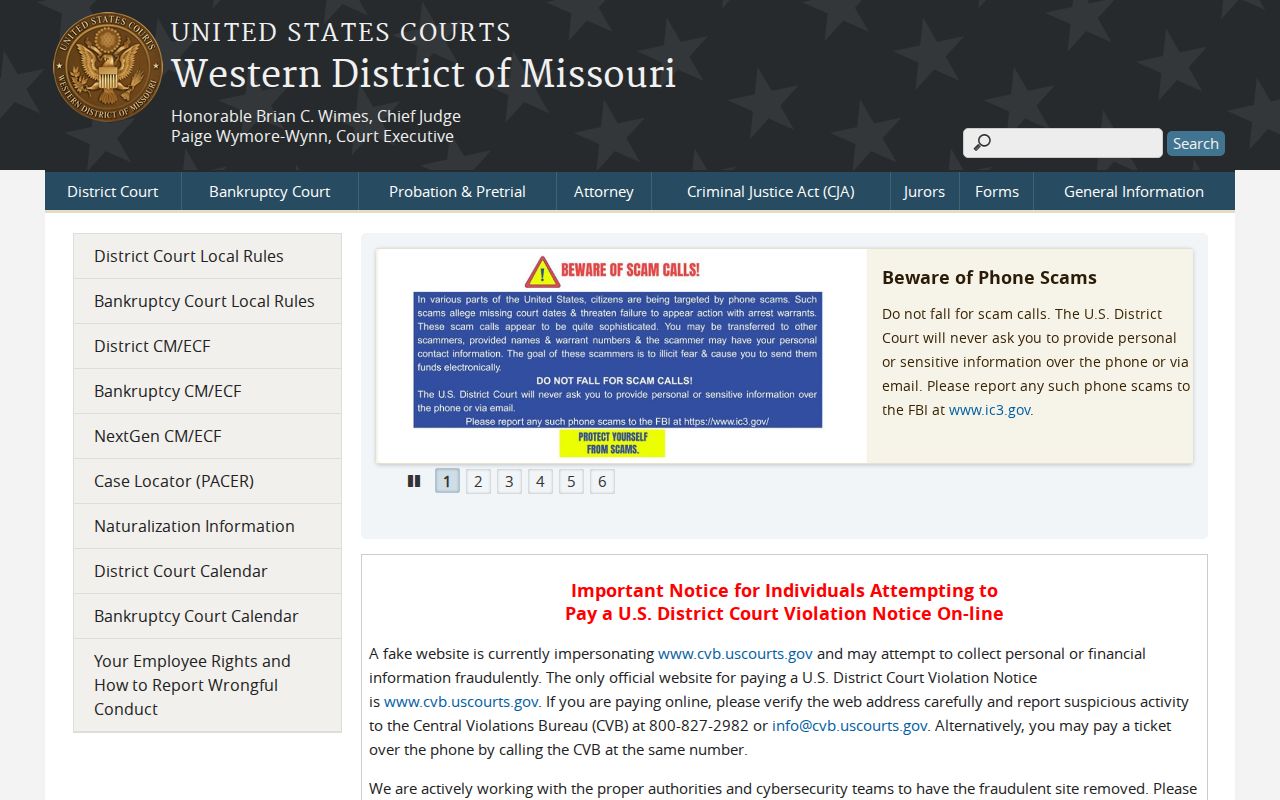 United States District Court for the Western District of Missouri official website