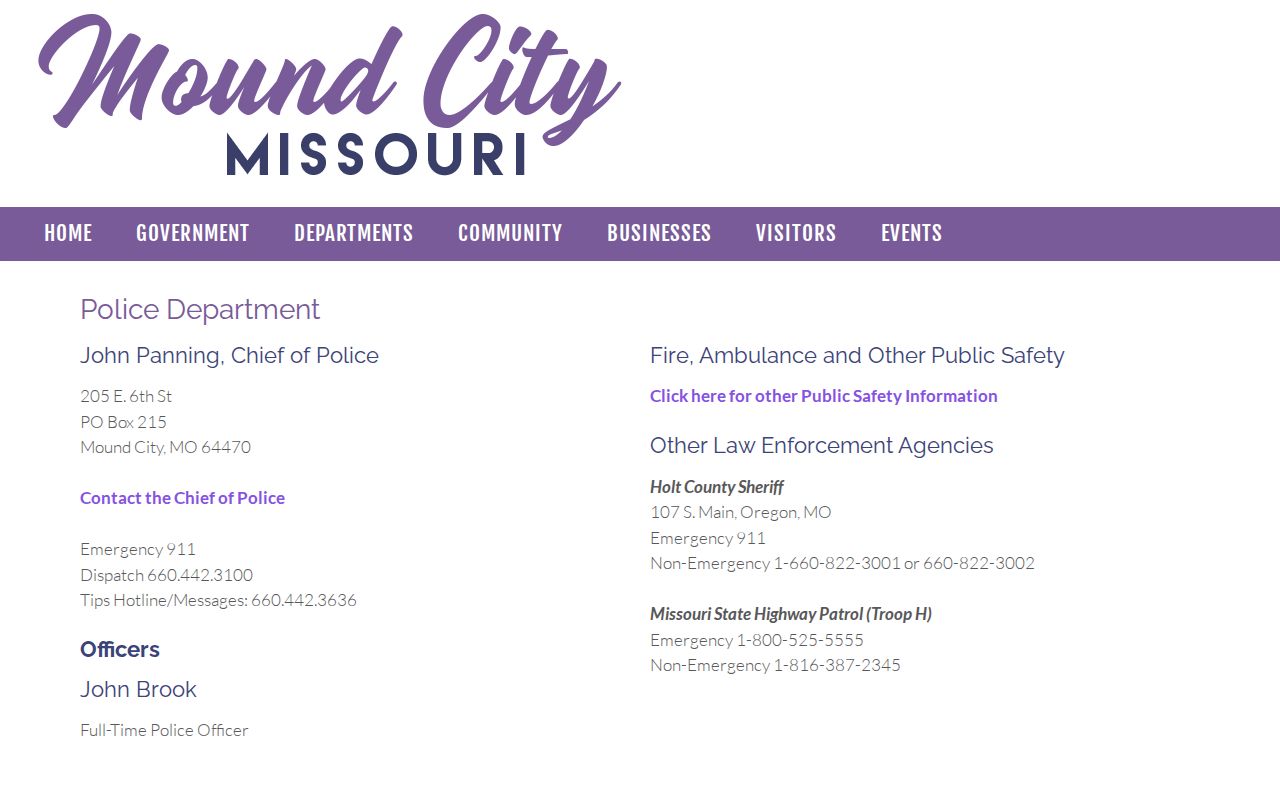 Mound City criminal records police department page