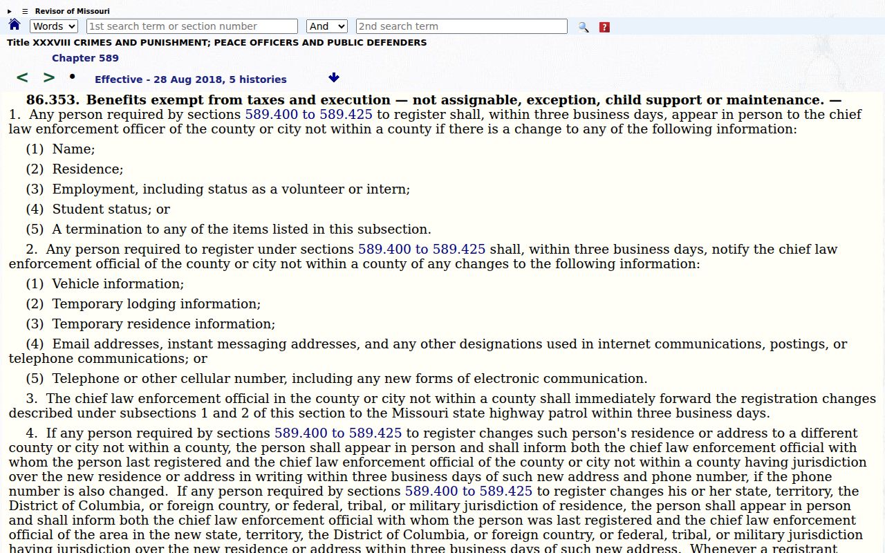 Holt County sex offender registry statutory profile fields